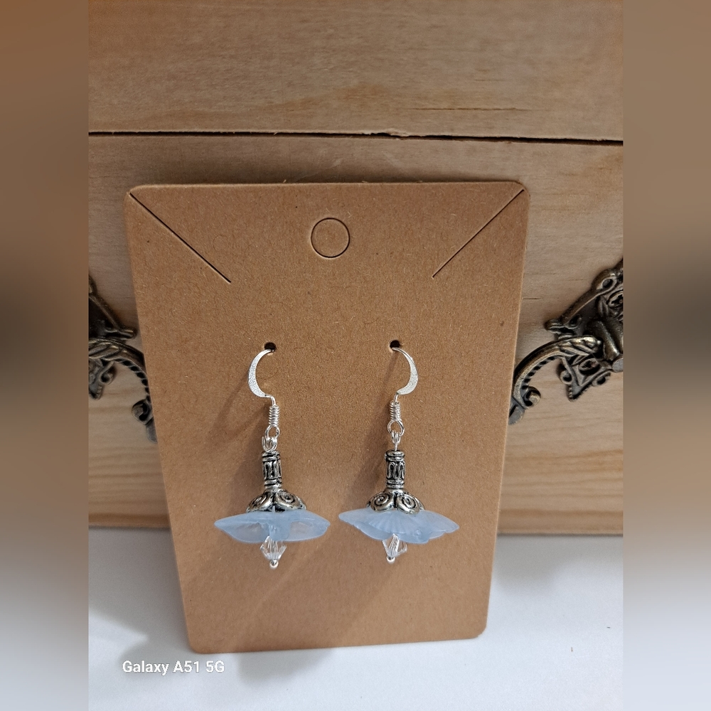 Blue Flower Fan Earrings